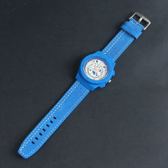 Mens Wrist Watch Blue Strap with Blue White Dial