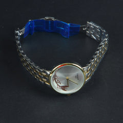Two Tone Women Chain Wrist Watch Golden Silver