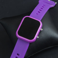 Purple Digital LED Wrist Watch Metal Case For Men & Women