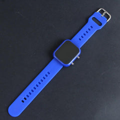 Blue Digital LED Wrist Watch Metal Case For Men & Women