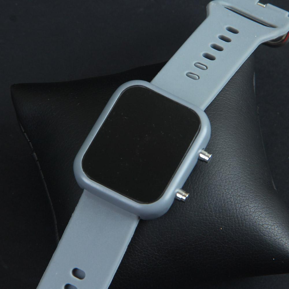 Grey Digital LED Wrist Watch Metal Case For Men & Women