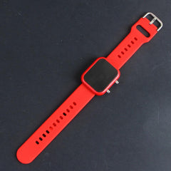 Red Digital LED Wrist Watch Metal Case For Men & Women