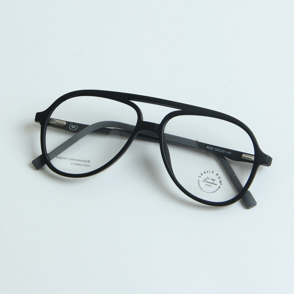 Matt Black Color Optical Frame with Black Stripe