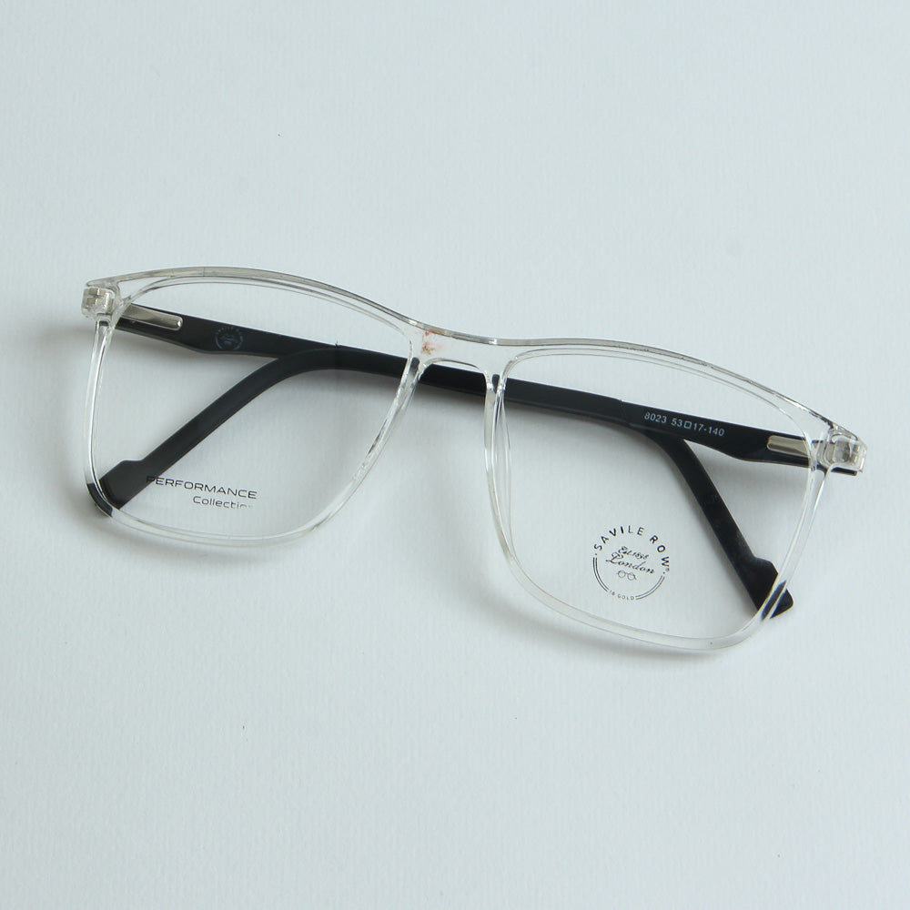 White Optical Frame with Black Stripe