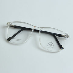 White Optical Frame with Black Stripe
