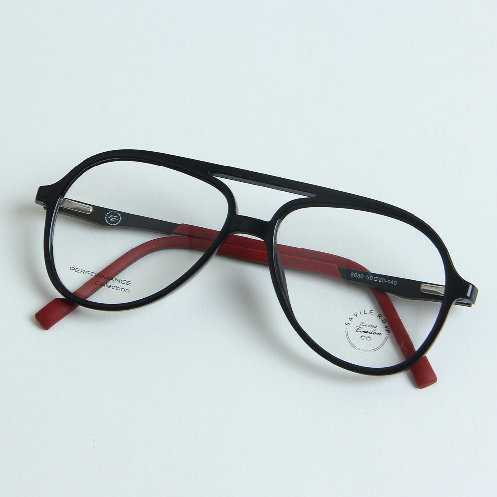 Black Optical Frame with Red Stripe