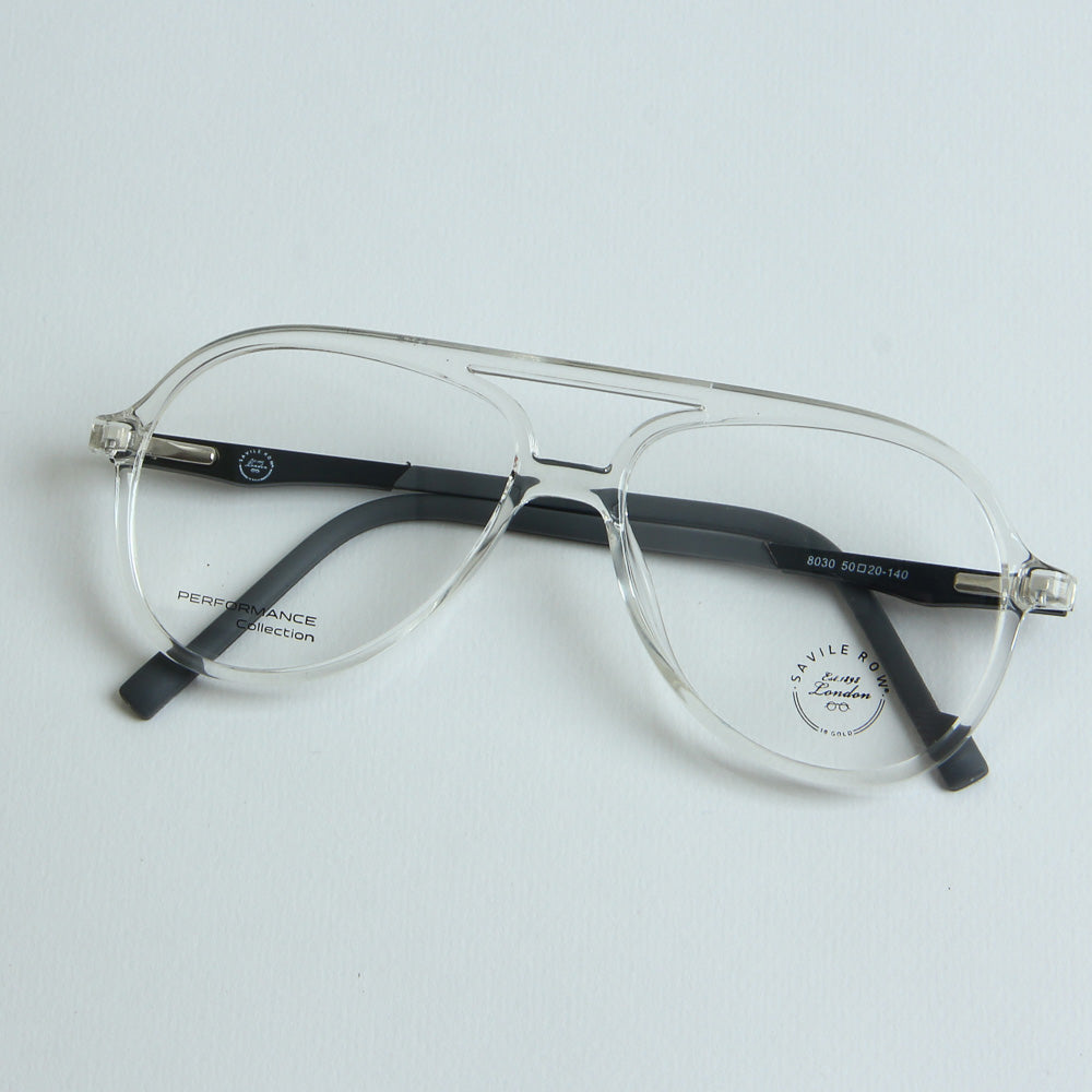 White Optical Frame with Black Stripe