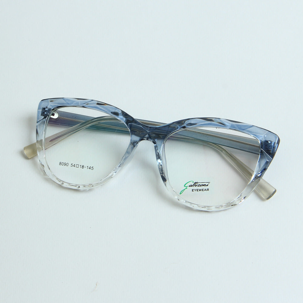 Blue & White Optical Frame with Blue Stripe