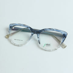 Blue & White Optical Frame with Blue Stripe