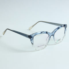 Blue & White Optical Frame with Blue Stripe