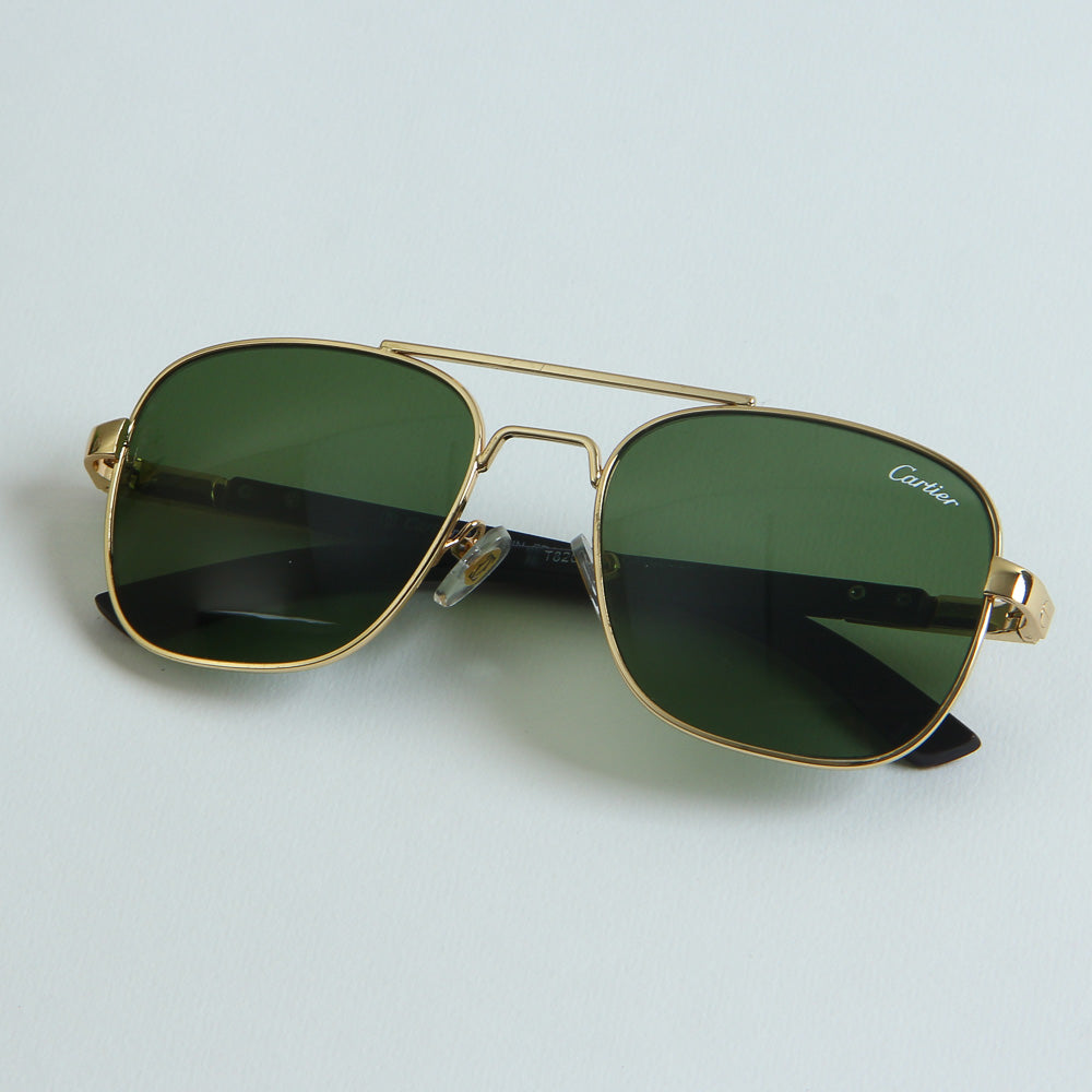 Golden Frame Sunglasses with Green Shade T8201