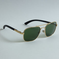 Golden Frame Sunglasses with Green Shade T8201