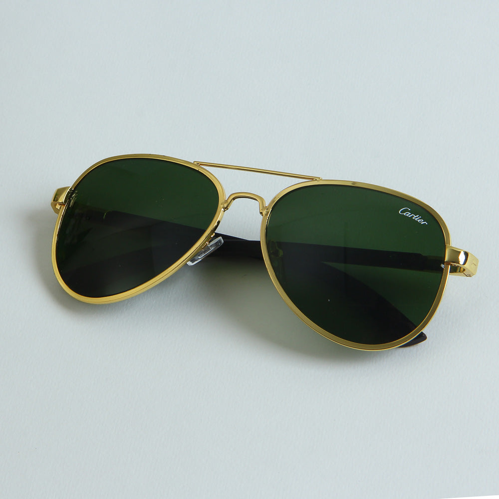 Golden Frame Sunglasses with Green Shade T82611