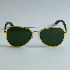 Golden Frame Sunglasses with Green Shade T82611