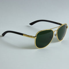 Golden Frame Sunglasses with Green Shade T82611