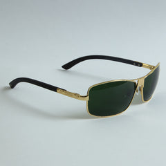 Golden Frame Sunglasses with Green Shade T82610