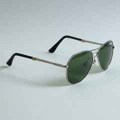 Silver Frame Sunglasses with Green Shade