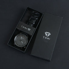 Mens Wrist Watch Black Dial Black Straps TMI