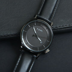 Mens Wrist Watch Black Dial Black Straps TMI