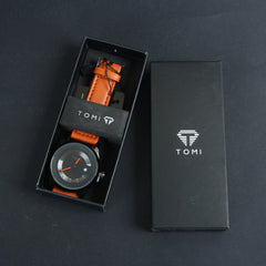 Mens Wrist Watch Black Dial Brown Straps TMI