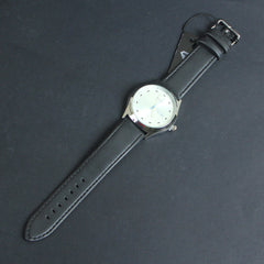 Mens Wrist Watch Silver Dial Black Straps TMI