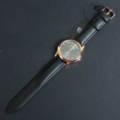 Mens Wrist Watch Rosegold Dial Black Straps TMI