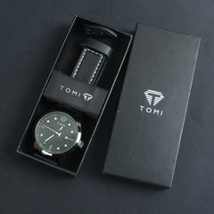 Mens Wrist Watch Black Dial Black Straps TMI