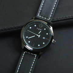 Mens Wrist Watch Black Dial Black Straps TMI
