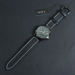 Mens Wrist Watch Black Dial Black Straps TMI