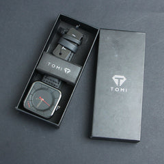 Mens Wrist Watch Black Dial Black Straps TMI