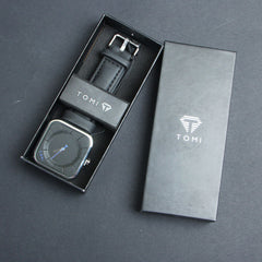 Mens Wrist Watch Silver Dial Black Straps TMI