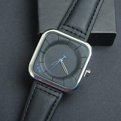 Mens Wrist Watch Silver Dial Black Straps TMI