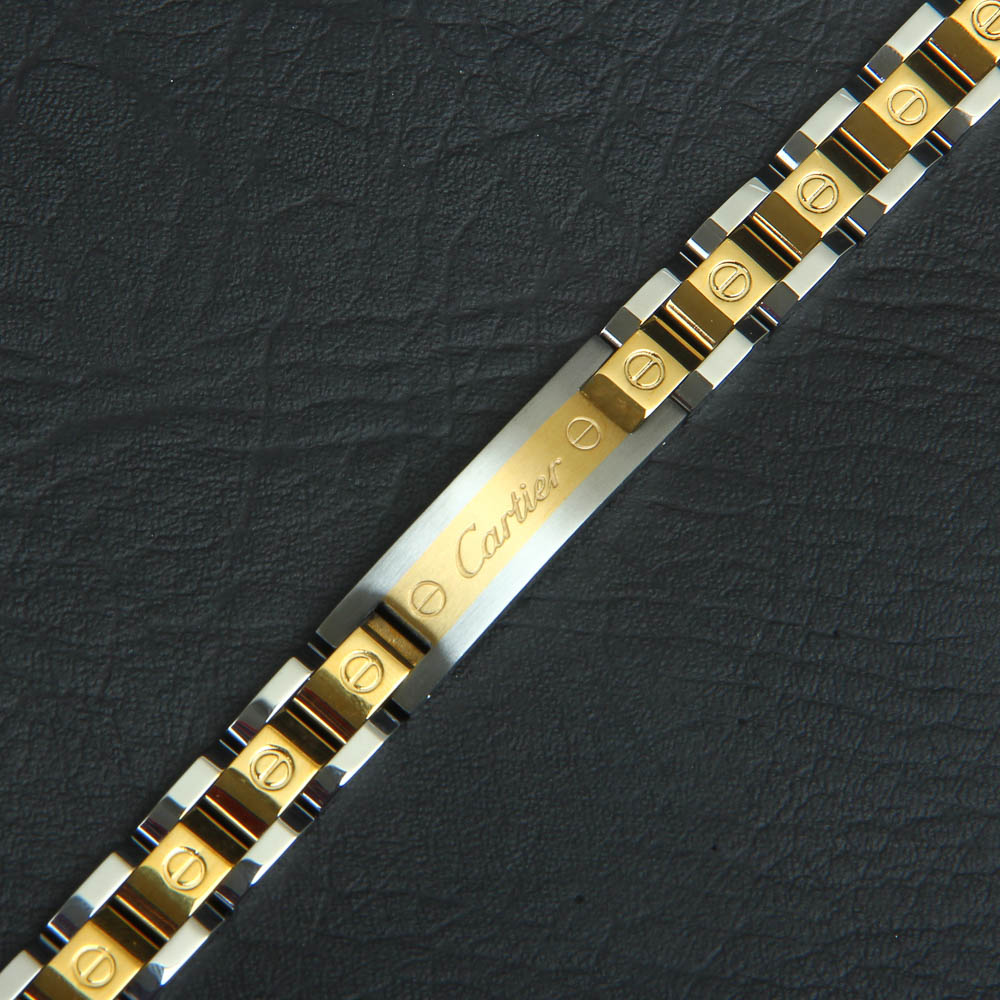 Mens Silver Chain Bracelet Two Tone C