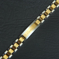 Mens Silver Chain Bracelet Two Tone C