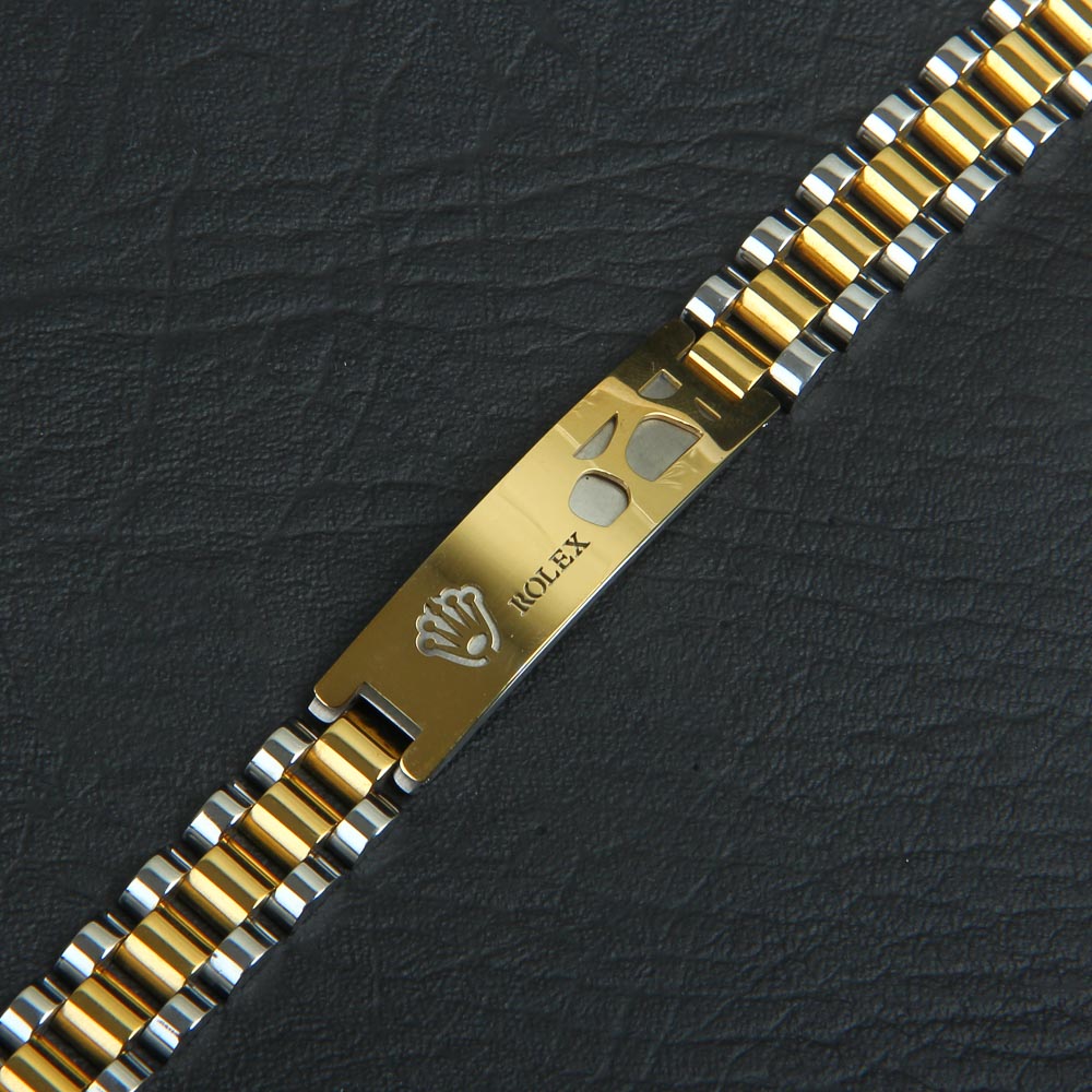 Mens Silver Chain Bracelet Two Tone R