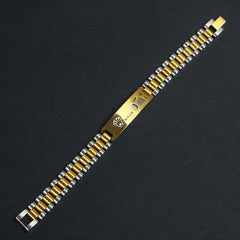 Mens Silver Chain Bracelet Two Tone R