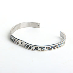 Mens Silver Branded Kara
