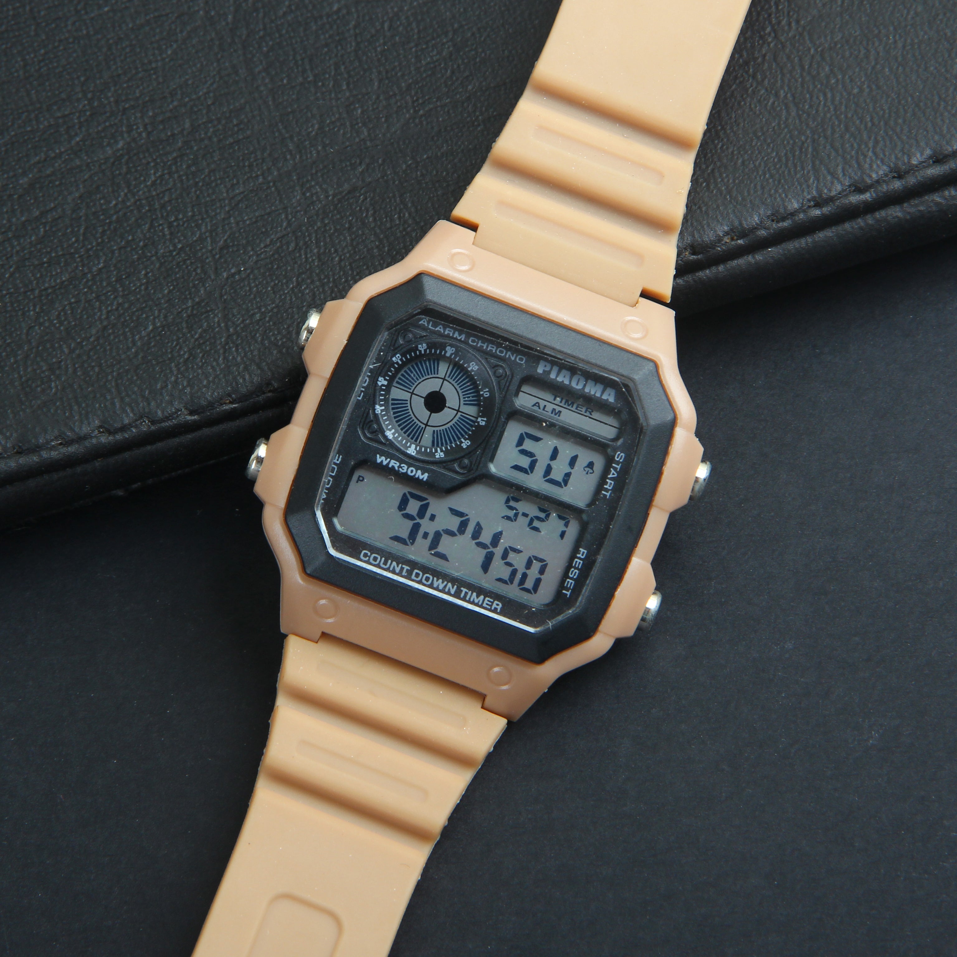 Digital LED Mens Beige Green Sleek Style
