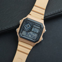 Digital LED Mens Beige Green Sleek Style