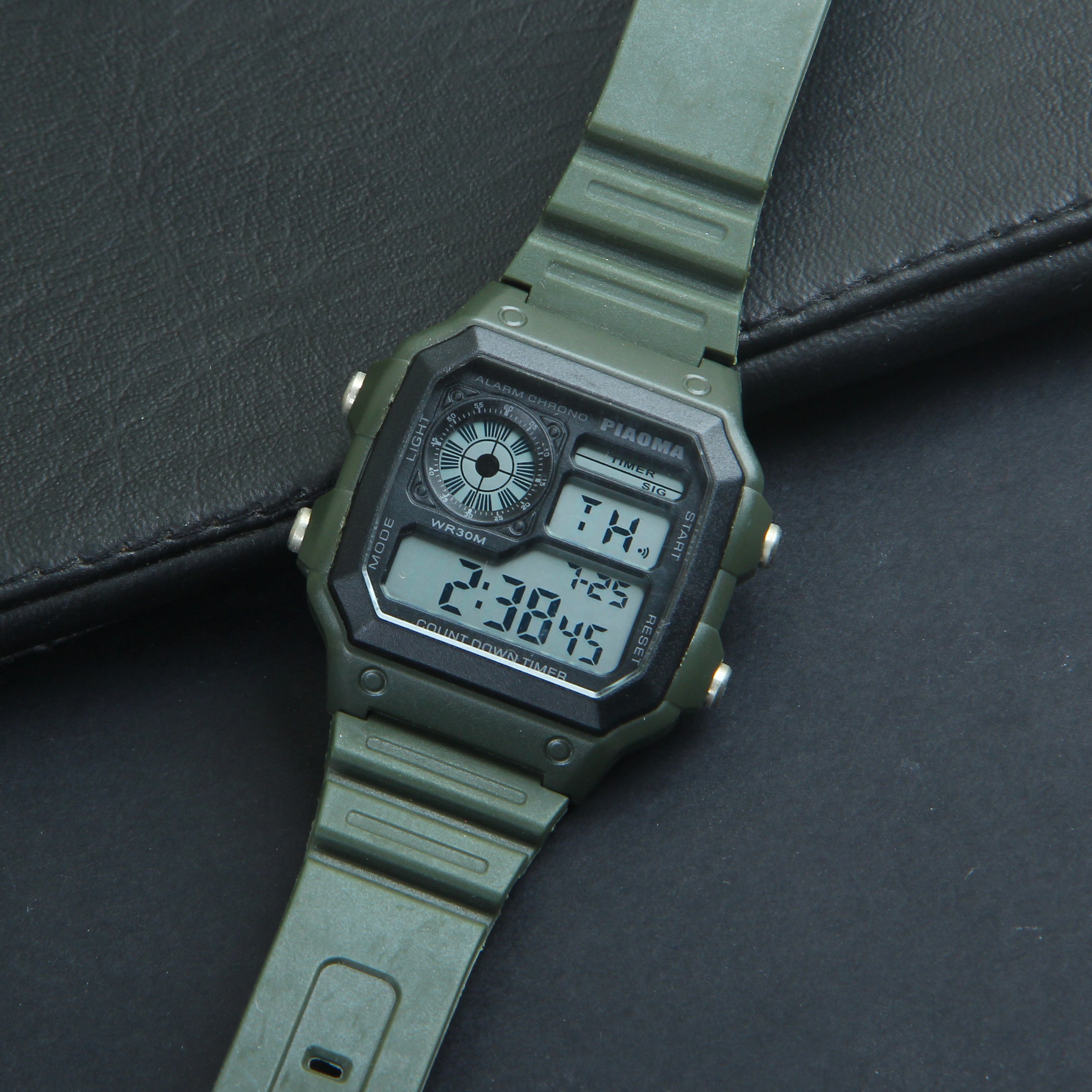 Digital LED Mens Watch Green Sleek Style