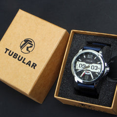 Mens Analog Wrist Watch With Date & Time Blue Straps