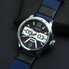Mens Analog Wrist Watch With Date & Time Blue Straps