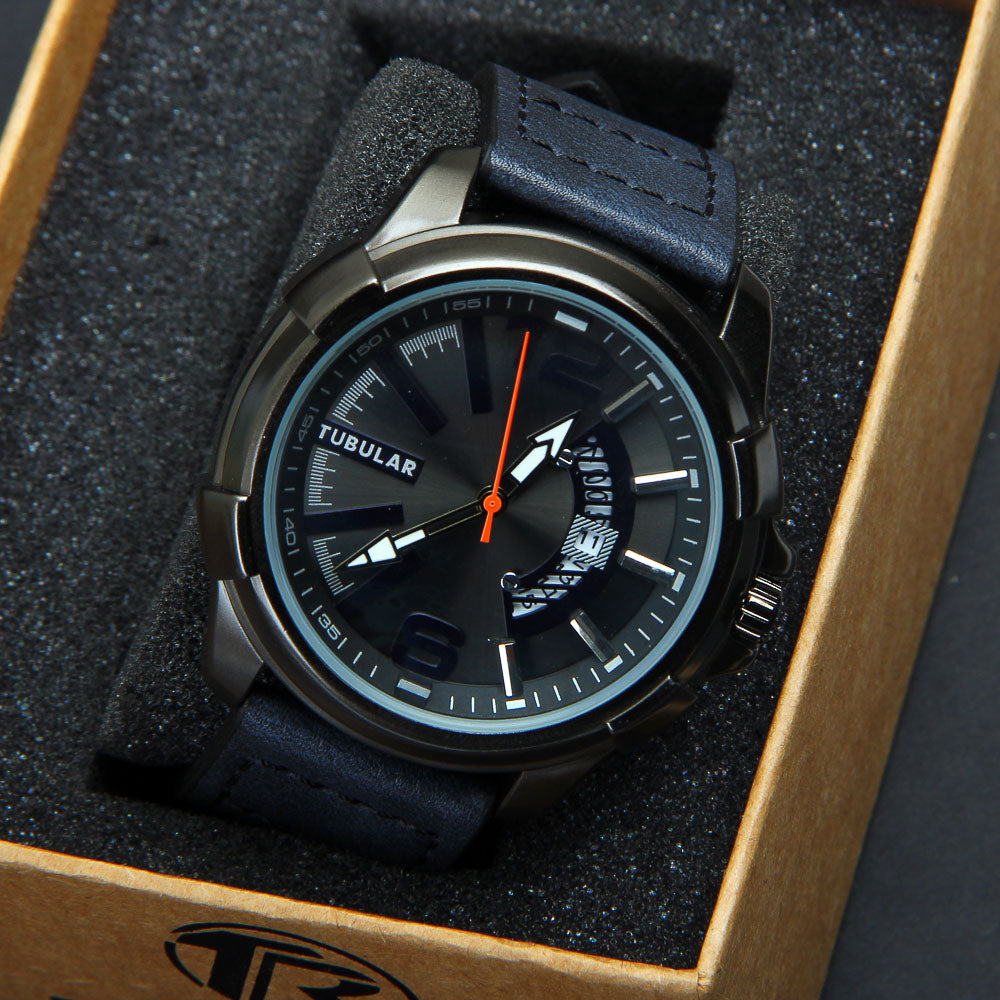 Mens Analog Wrist Watch With Date & Time Black