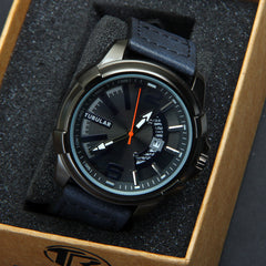 Mens Analog Wrist Watch With Date & Time Black