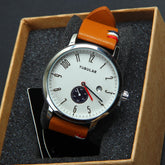 Mens Analog Wrist Watch With Date & Time Brown