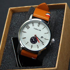 Mens Analog Wrist Watch With Date & Time Brown