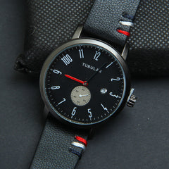 Mens Analog Wrist Watch With Date & Time Black Design