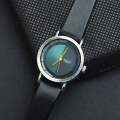 Womens Wrist Watch Silver Dial With Black Straps