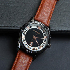 Brown Strap Black Dial 1177 Men's Wrist Watch