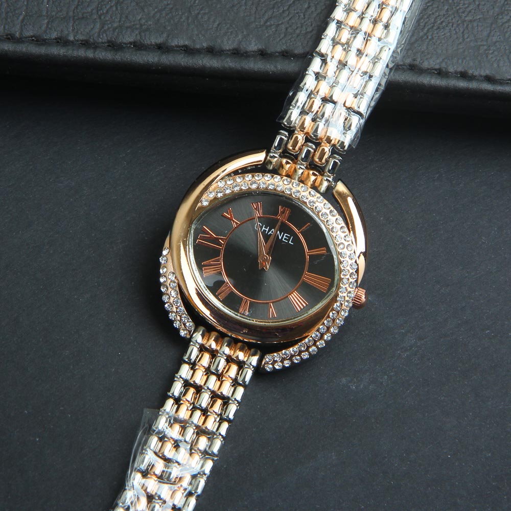 Two Tone Women Chain Wrist Watch Rosegold